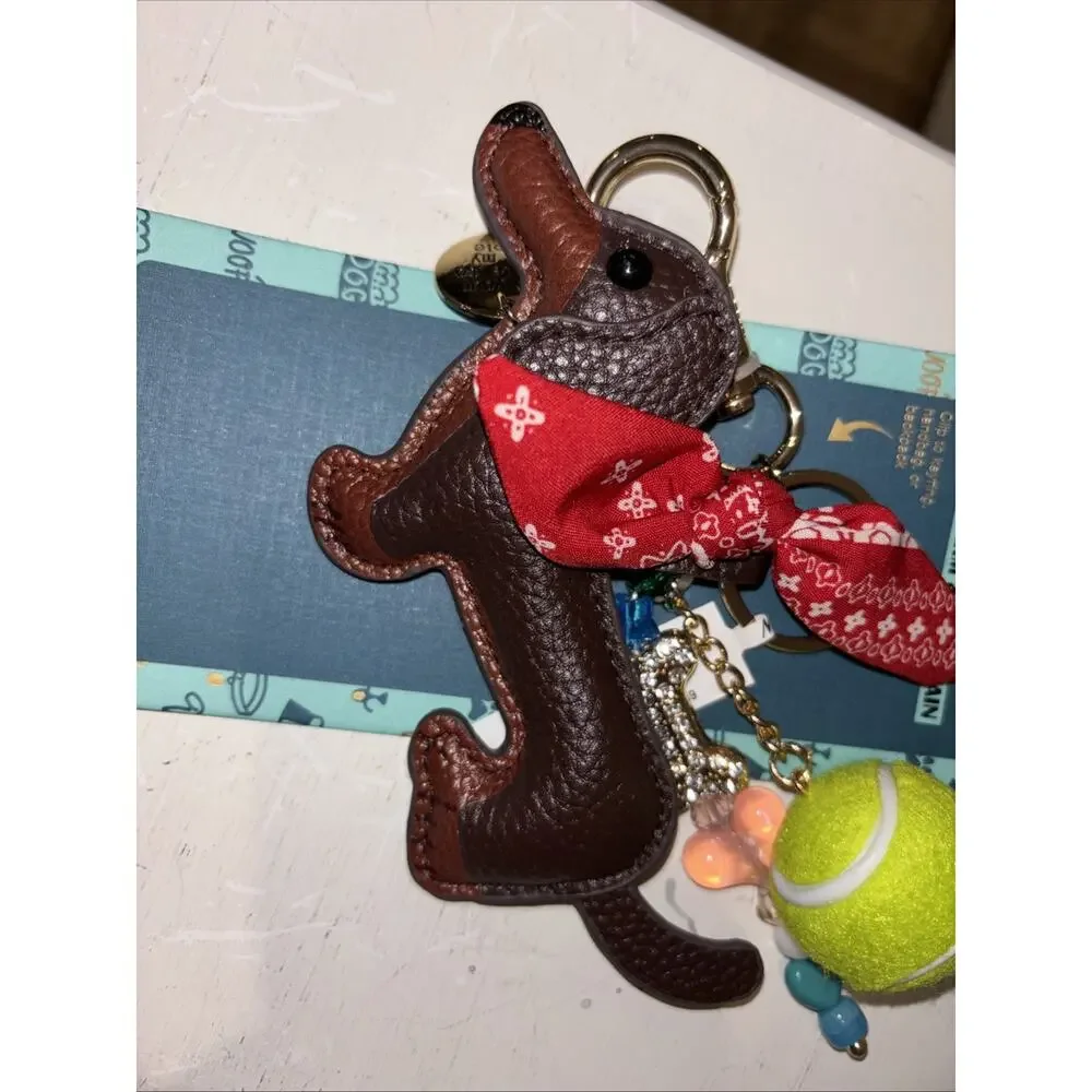 Piper K Dachshund Dog Bag Charm Key Chain Bandana Tennis Ball Bling Bone NEW